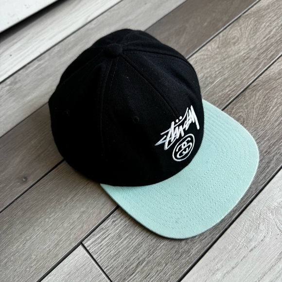 Stussy X Starter SS Link Black Mint Green SnapBack Hat | Preowned - Picture 3 of 6